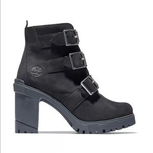 Timberland Womens Buckle Leather Boots Black NWT 8.5